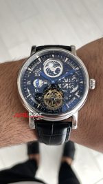Patek Philippe Geneve Tourbillon Moonphase Skeleton Siyah Kadran 42 mm İskelet Replika Saat