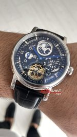 Patek Philippe Geneve Tourbillon Moonphase Skeleton Siyah Kadran 42 mm İskelet Replika Saat