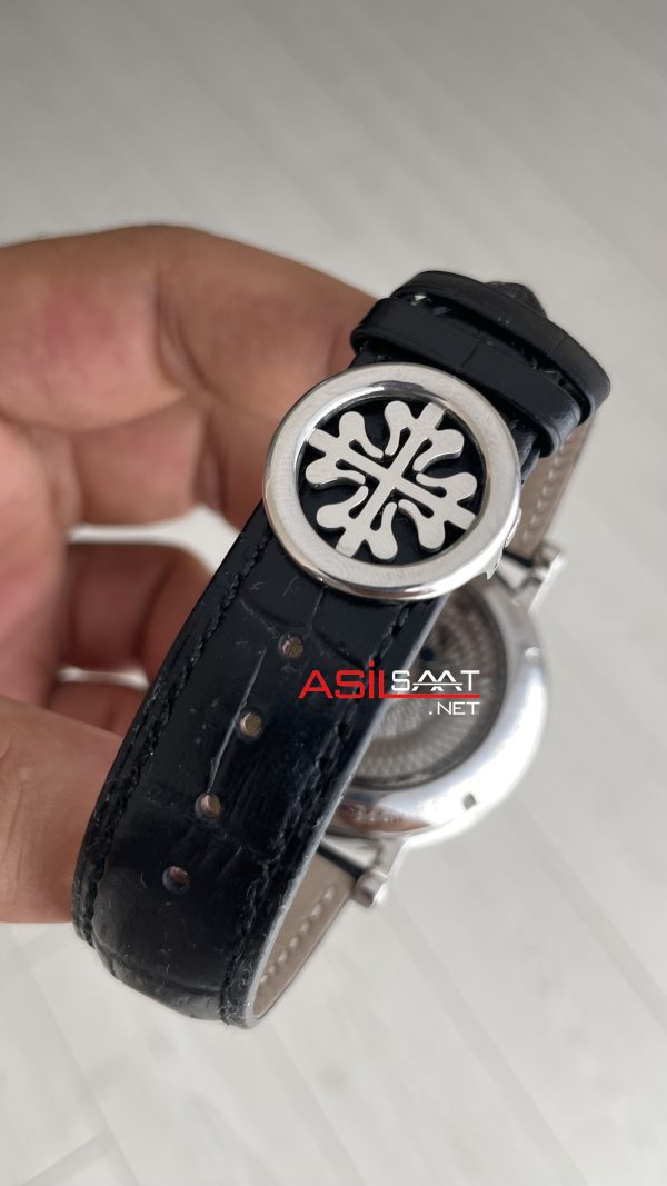Patek Philippe Geneve Tourbillon Moonphase Skeleton Siyah Kadran 42 mm İskelet Replika Saat