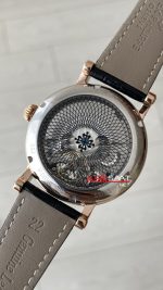 Patek Philippe Geneve Tourbillon Moonphase Skeleton Siyah Kadran 42 mm İskelet Rose Replika Saat