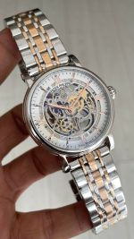 Patek Philippe Geneve Tourbillon Skeleton Silver Rose 42 mm İskelet Replika Saat
