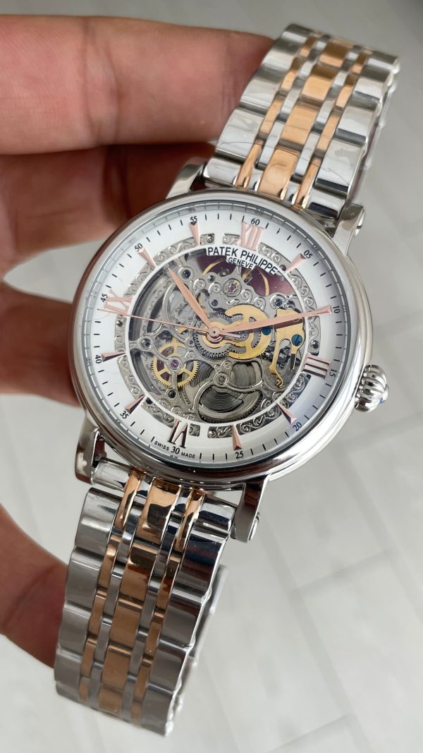 Patek Philippe Geneve Tourbillon Skeleton Silver Rose 42 mm İskelet Replika Saat Patek Philippe Geneve Tourbillon Skeleton Silver Rose 42 mm İskelet Replika Saat