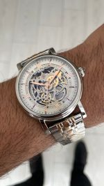 Patek Philippe Geneve Tourbillon Skeleton Silver Rose 42 mm İskelet Replika Saat
