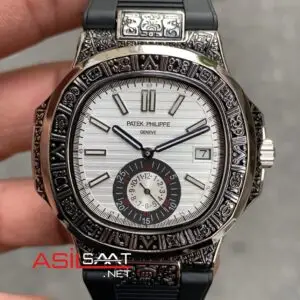 Patek Philippe Nautilus 5711 İşlemeli Kasa Silver Beyaz Kadran