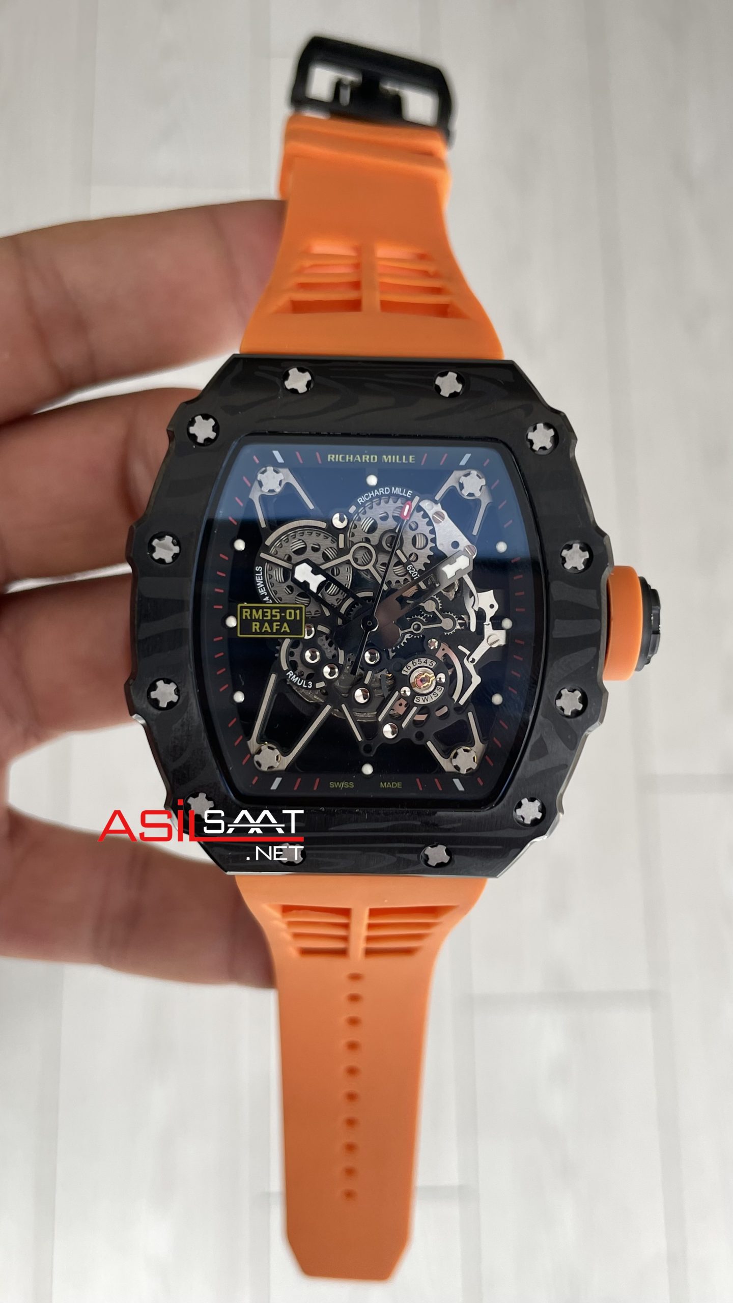 Richard Mille Rafael Nadal RM35-01 Carbon Turuncu Replika Saat Richard Mille Rafael Nadal RM35-01 Carbon Turuncu Replika Saat