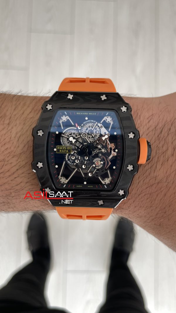 Richard Mille Rafael Nadal RM35-01 Carbon Turuncu Replika Saat Richard Mille Rafael Nadal RM35-01 Carbon Turuncu Replika Saat