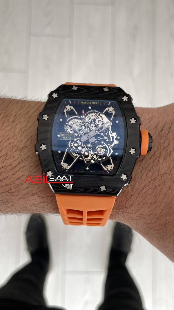 Richard Mille Rafael Nadal RM35-01 Carbon Turuncu Replika Saat Richard Mille Rafael Nadal RM35-01 Carbon Turuncu Replika Saat