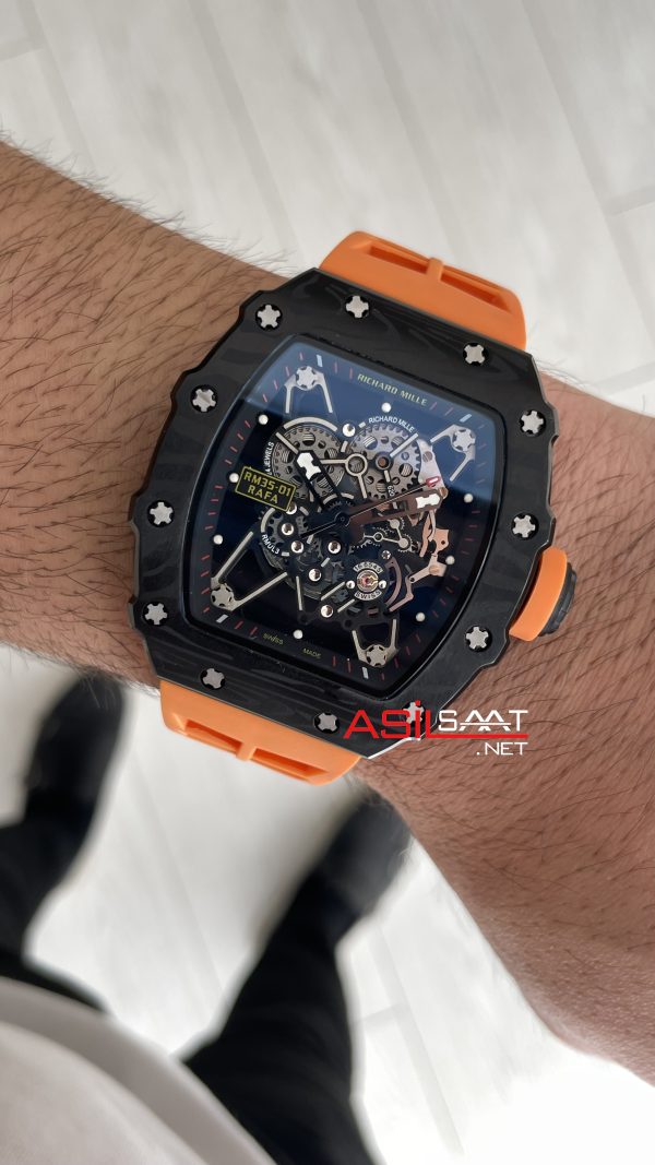 Richard Mille Rafael Nadal RM35-01 Carbon Turuncu Replika Saat Richard Mille Rafael Nadal RM35-01 Carbon Turuncu Replika Saat