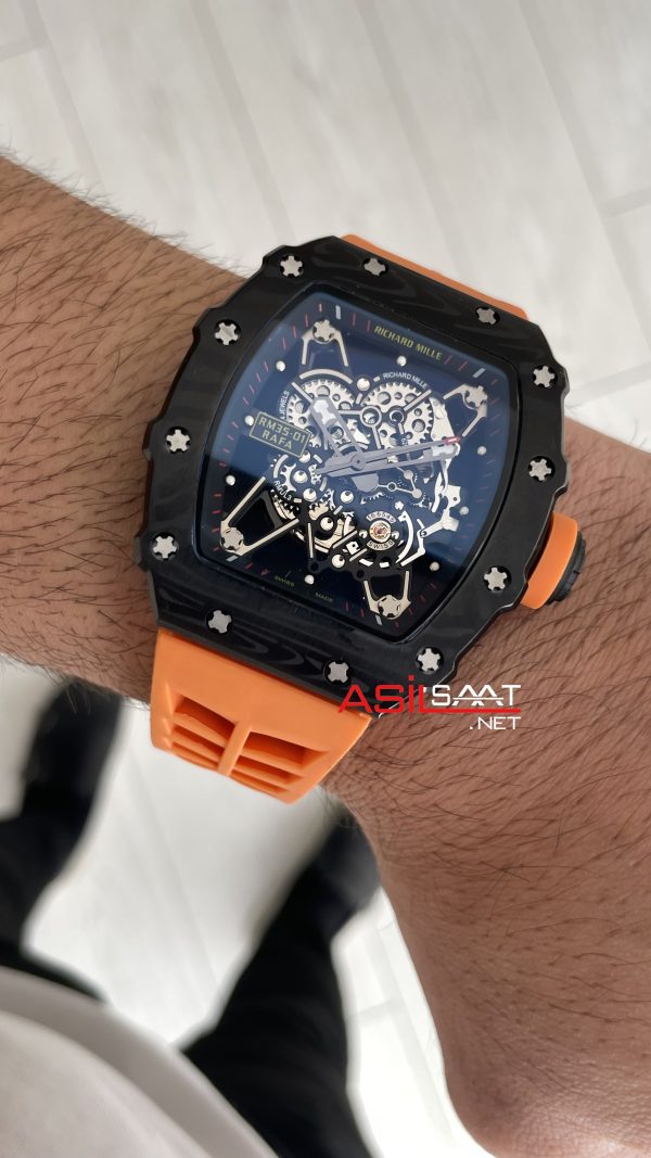 Richard Mille Rafael Nadal RM35-01 Carbon Turuncu Replika Saat Richard Mille Rafael Nadal RM35-01 Carbon Turuncu Replika Saat