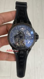 Roger Dubuis Excalibur Spider Pirelli Skeleton Tourbilllon PVD Siyah 48mm Replika Saat