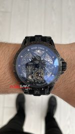 Roger Dubuis Excalibur Spider Pirelli Skeleton Tourbilllon PVD Siyah 48mm Replika Saat