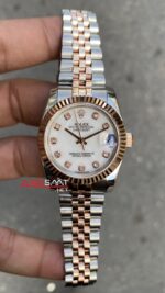 Rolex Datejust 31 mm Beyaz Taşlı Kadın Saati 178271 Jubilee Everose Diamond Dial Rose Gold Replika Saat