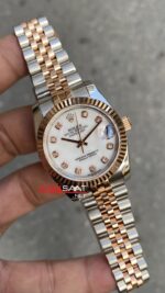 Rolex Datejust 31 mm Beyaz Taşlı Kadın Saati 178271 Jubilee Everose Diamond Dial Rose Gold Replika Saat