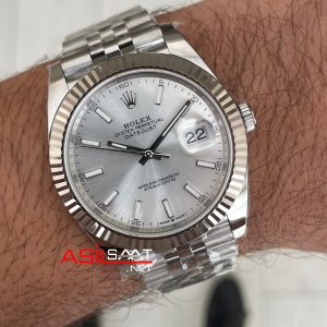 Rolex Datejust Beyaz 126334 Jubilee 41mm DD3235 V2 Super Klon Swiss ETA Saat AR Factory