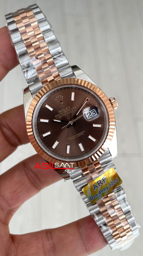 Rolex Datejust Chocolate 126331 Jubilee Rose Two Tone 41mm DD3235 V2 Super Clone Swiss ETA Saat AR Factory Rolex Datejust Chocolate 126331 Jubilee Rose Two Tone 41mm DD3235 V2 Super Clone Swiss ETA Saat AR Factory