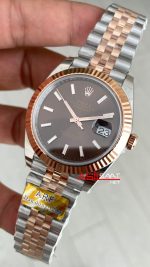 Rolex Datejust Chocolate 126331 Jubilee Rose Two Tone 41mm DD3235 V2 Super Clone Swiss ETA Saat AR Factory