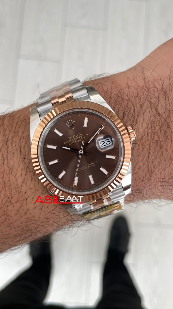 Rolex Datejust Chocolate 126331 Jubilee Rose Two Tone 41mm DD3235 V2 Super Clone Swiss ETA Saat AR Factory Rolex Datejust Chocolate 126331 Jubilee Rose Two Tone 41mm DD3235 V2 Super Clone Swiss ETA Saat AR Factory