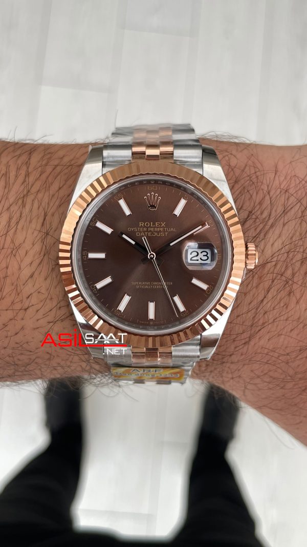 Rolex Datejust Chocolate 126331 Jubilee Rose Two Tone 41mm DD3235 V2 Super Clone Swiss ETA Saat AR Factory Rolex Datejust Chocolate 126331 Jubilee Rose Two Tone 41mm DD3235 V2 Super Clone Swiss ETA Saat AR Factory
