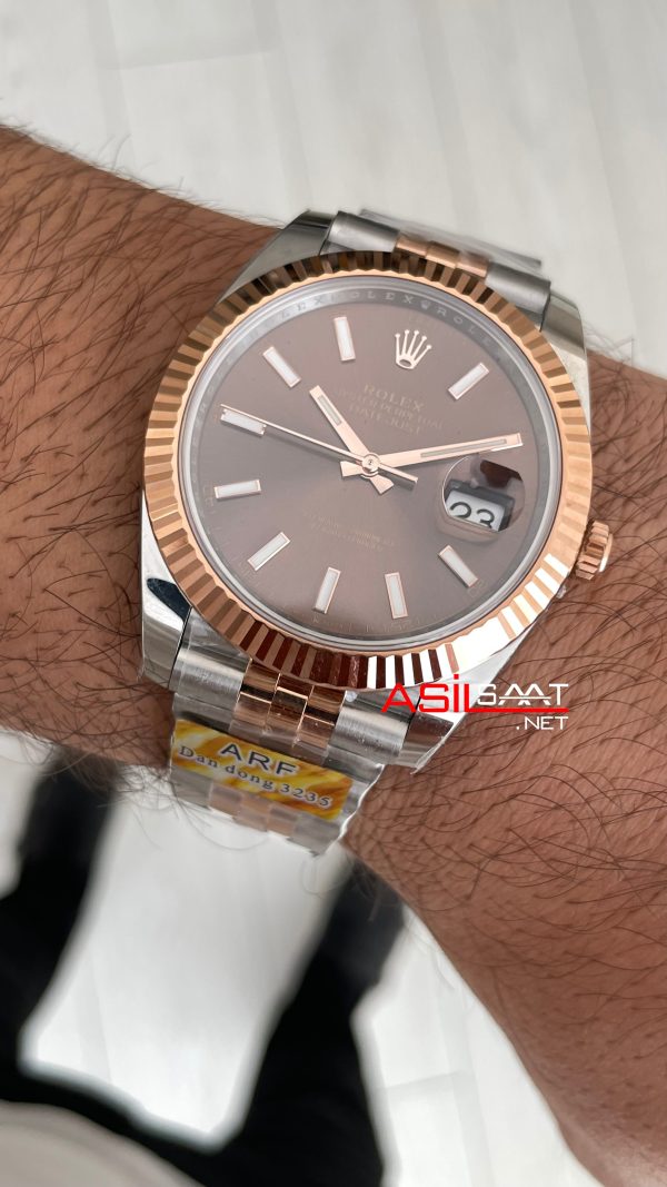 Rolex Datejust Chocolate 126331 Jubilee Rose Two Tone 41mm DD3235 V2 Super Clone Swiss ETA Saat AR Factory Rolex Datejust Chocolate 126331 Jubilee Rose Two Tone 41mm DD3235 V2 Super Clone Swiss ETA Saat AR Factory