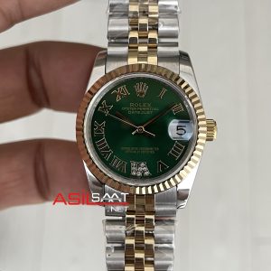Rolex Datejust Green Romen Dial 278273 Jubilee 31mm Lady Pırlantalı Zeytin Yeşili Kadran Two Tone Gold