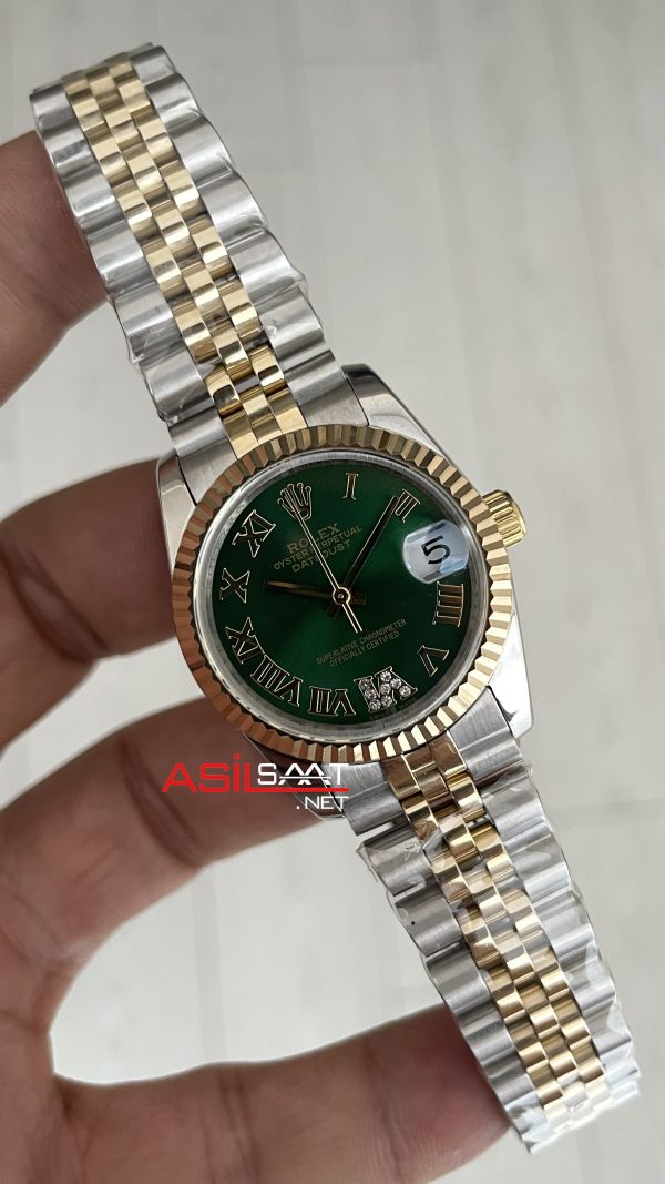 Rolex Datejust Green Romen Dial 278273 Jubilee 31mm Lady Pırlantalı Zeytin Yeşili Kadran Two Tone Gold