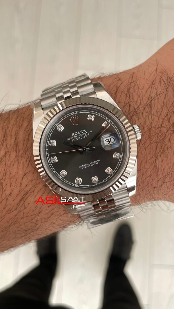 Rolex Datejust Gri Taşlı 126334 Jubilee Dark Rhodium Diamond Dial 41mm Swiss ETA Saat Copy Clean Rolex Datejust Gri Taşlı 126334 Jubilee Dark Rhodium Diamond Dial 41mm Swiss ETA Saat Copy Clean