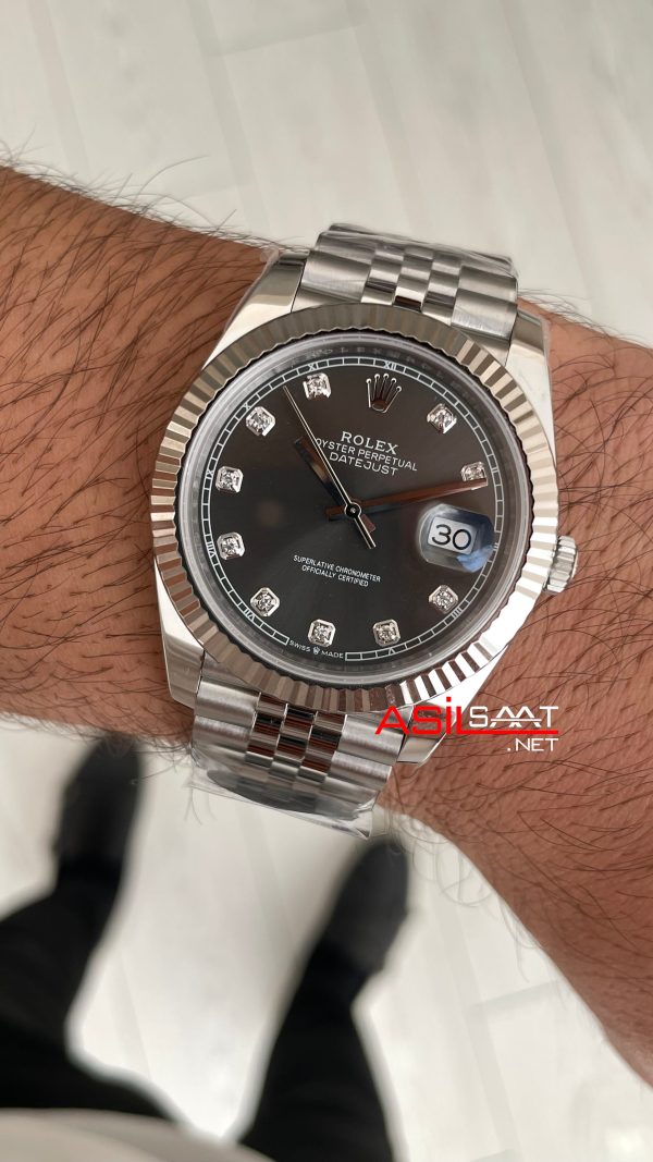 Rolex Datejust Gri Taşlı 126334 Jubilee Dark Rhodium Diamond Dial 41mm Swiss ETA Saat Copy Clean Rolex Datejust Gri Taşlı 126334 Jubilee Dark Rhodium Diamond Dial 41mm Swiss ETA Saat Copy Clean
