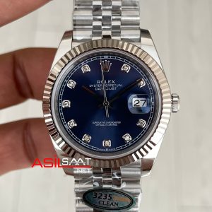 Rolex Datejust Mavi Taşlı 126334 Jubilee Blue Diamond Dial 41mm Swiss ETA Saat Copy Clean