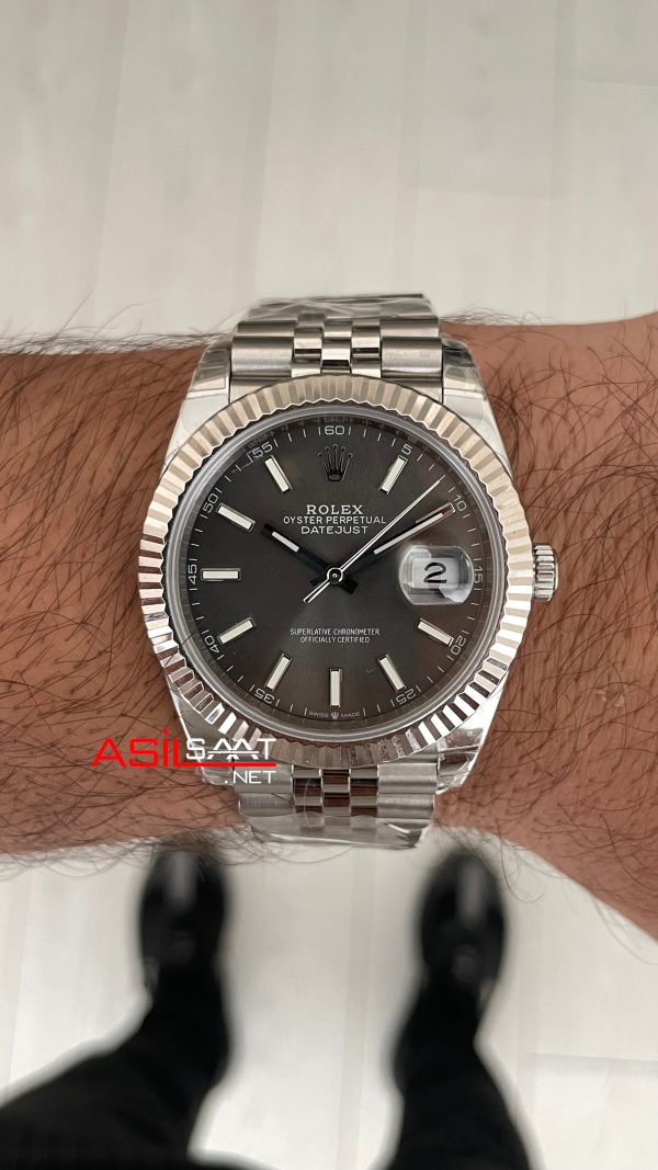 Rolex Datejust Rhodium 126334 Jubilee Gri Kadran 41mm Swiss ETA Saat Clean Factory Rolex Datejust Rhodium 126334 Jubilee Gri Kadran 41mm Swiss ETA Saat Clean Factory