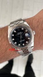 Rolex Datejust Siyah Taşlı 126334 Jubilee Black Diamond Dial 41mm Swiss ETA Saat Copy Clean