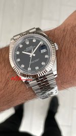 Rolex Datejust Siyah Taşlı 126334 Jubilee Black Diamond Dial 41mm Swiss ETA Saat Copy Clean