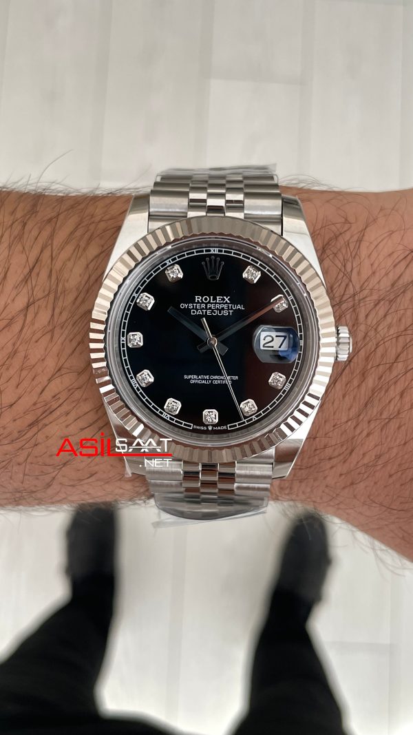 Rolex Datejust Siyah Taşlı 126334 Jubilee Black Diamond Dial 41mm Swiss ETA Saat Copy Clean