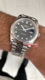 Rolex Datejust Siyah Taşlı 126334 Jubilee Black Diamond Dial 41mm Swiss ETA Saat Copy Clean