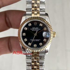 Rolex Datejust Siyah Taşlı 278273 Jubilee 31mm Black Diamond Dial Lady Two Tone Gold Kadın Saati