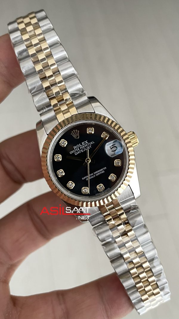 Rolex Datejust Siyah Taşlı 278273 Jubilee 31mm Black Diamond Dial Lady Two Tone Gold Kadın Saati