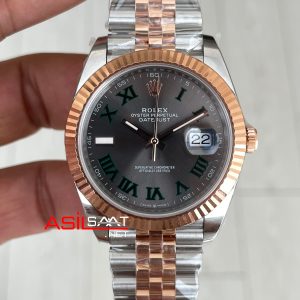 Rolex Datejust Wimbledon 126331 Jubilee Rose Two Tone 41mm DD3235 V2 Super Clone Swiss ETA Saat AR Factory