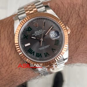 Rolex Datejust Wimbledon 126331 Jubilee Rose Two Tone 41mm DD3235 V2 Super Clone Swiss ETA Saat AR Factory