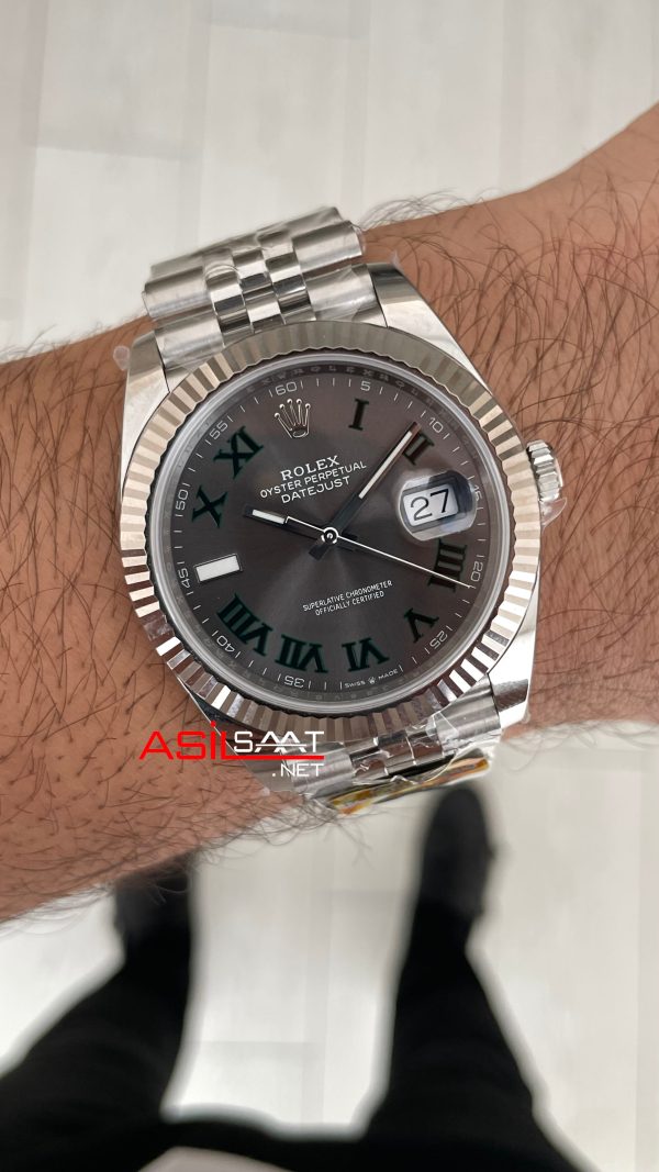 Rolex Datejust Wimbledon 126334 Jubilee 41mm DD3235 V2 Super Klon Swiss ETA Saat AR Factory