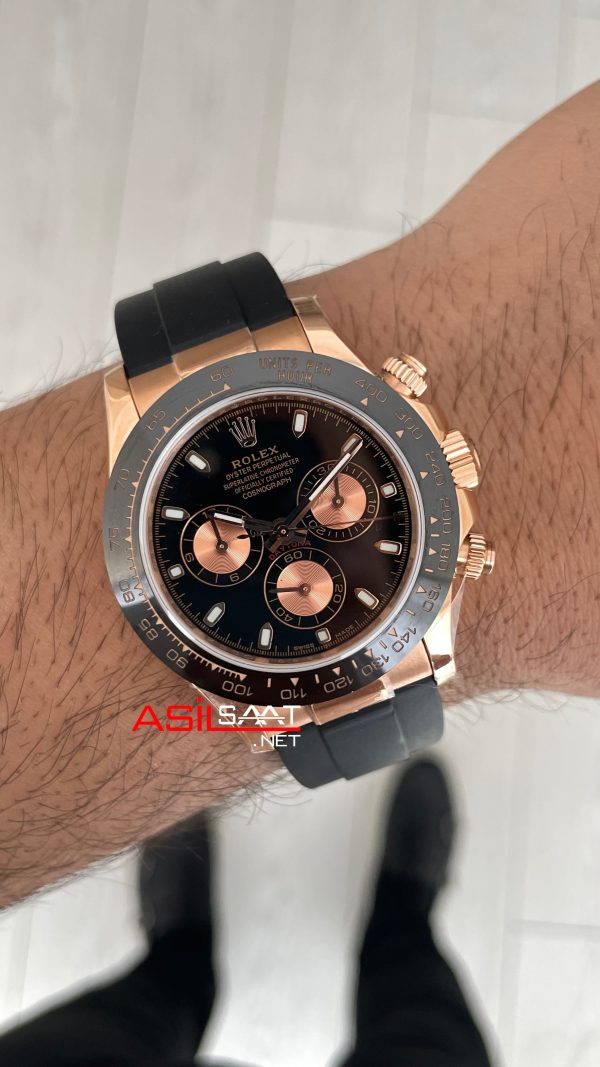 Rolex Daytona Cosmograph 116515 Siyah Everose Oysterflex 40mm Swiss ETA Saat Rolex Daytona Cosmograph 116515 Siyah Everose Oysterflex 40mm Swiss ETA Saat