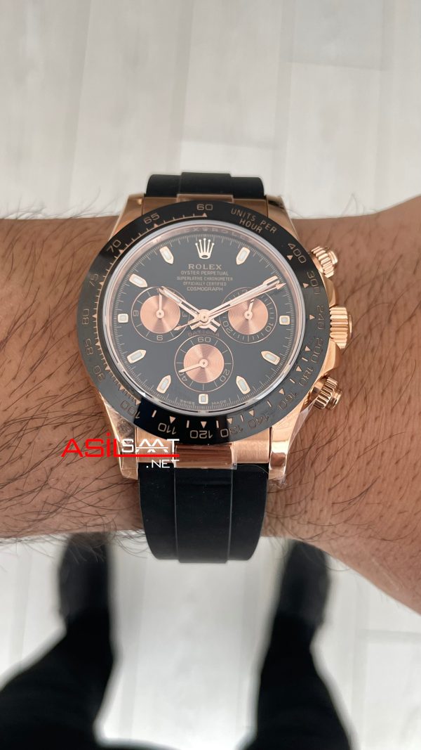 Rolex Daytona Cosmograph 116515 Siyah Everose Oysterflex 40mm Swiss ETA Saat Rolex Daytona Cosmograph 116515 Siyah Everose Oysterflex 40mm Swiss ETA Saat