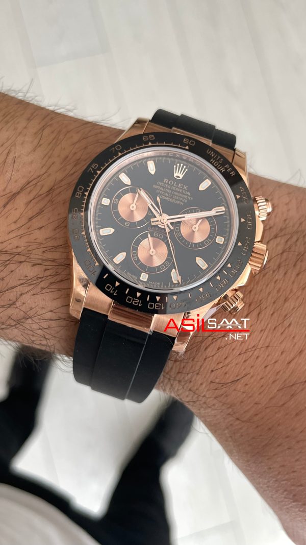 Rolex Daytona Cosmograph 116515 Siyah Everose Oysterflex 40mm Swiss ETA Saat Rolex Daytona Cosmograph 116515 Siyah Everose Oysterflex 40mm Swiss ETA Saat