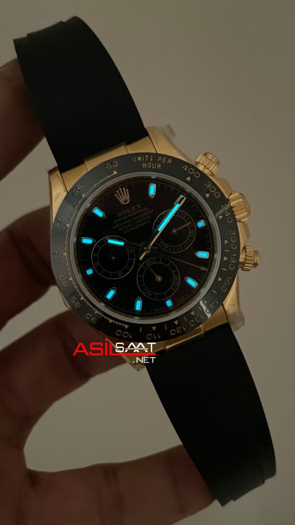 Rolex Daytona Cosmograph 116518 Siyah Gold Oysterflex 40mm Swiss ETA Saat Rolex Daytona Cosmograph 116518 Siyah Gold Oysterflex 40mm Swiss ETA Saat