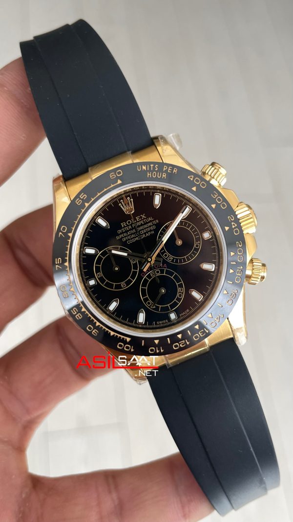 Rolex Daytona Cosmograph 116518 Siyah Gold Oysterflex 40mm Swiss ETA Saat Rolex Daytona Cosmograph 116518 Siyah Gold Oysterflex 40mm Swiss ETA Saat