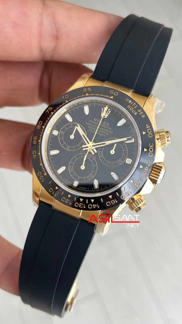 Rolex Daytona Cosmograph 116518 Siyah Gold Oysterflex 40mm Swiss ETA Saat Rolex Daytona Cosmograph 116518 Siyah Gold Oysterflex 40mm Swiss ETA Saat