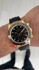 Rolex Daytona Cosmograph 116518 Siyah Gold Oysterflex 40mm Swiss ETA Saat