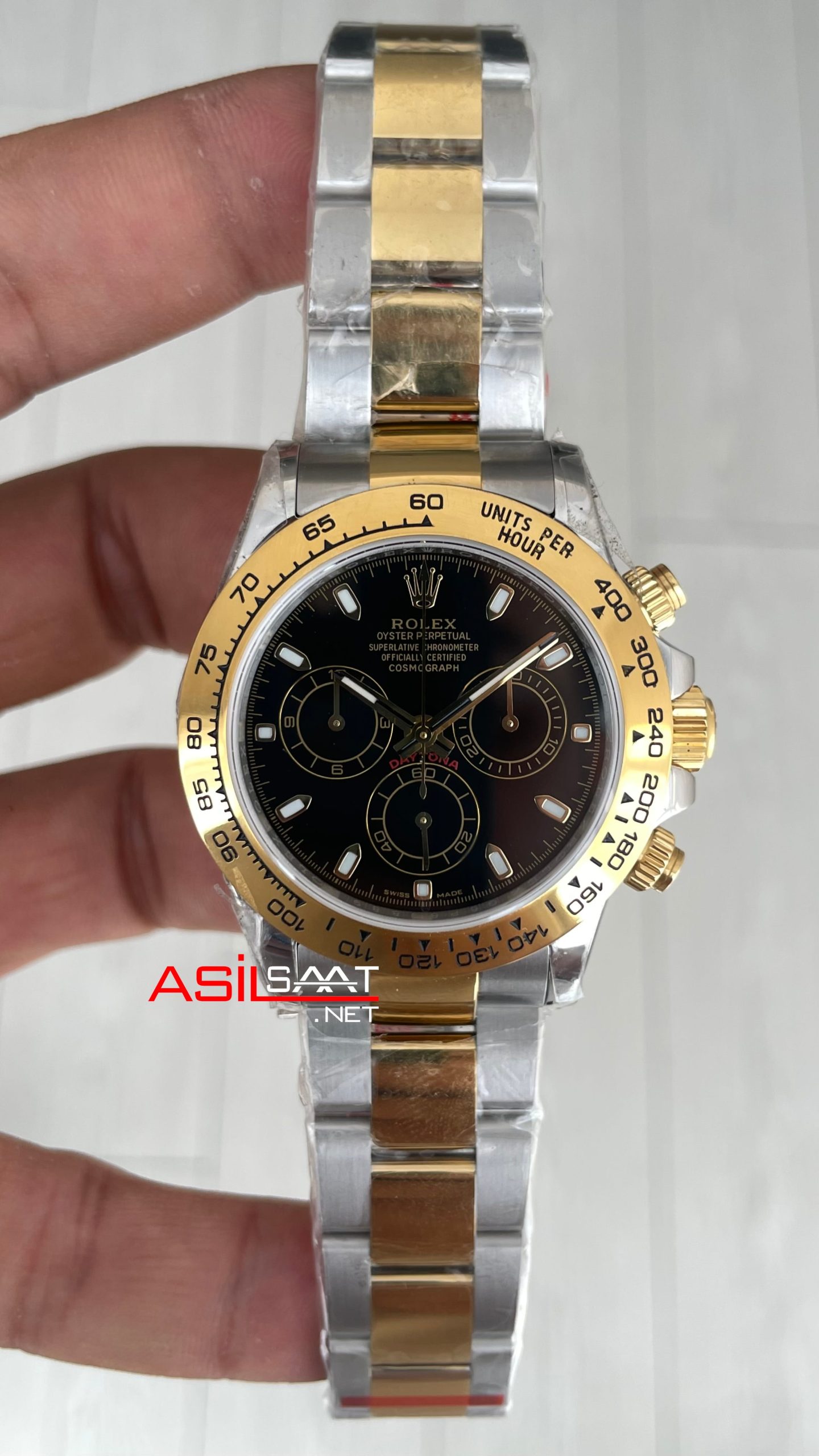 Rolex Daytona Cosmograph 116503 Siyah 40mm Two Tone Gold Swiss ETA Saat Rolex Daytona Cosmograph 116503 Siyah 40mm Two Tone Gold Swiss ETA Saat