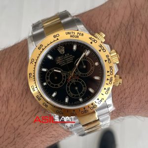 Rolex Daytona Cosmograph 116503 Siyah 40mm Two Tone Gold Swiss ETA Saat