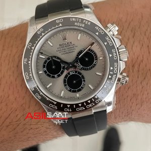 Rolex Daytona Ghost 126519LN Oysterflex Gri Kadran 40mm 4131 Super Clone Swiss Eta Saat QF Factory