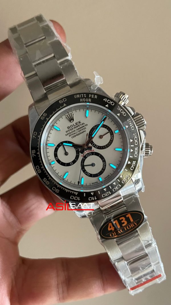 Rolex Daytona Panda 126500LN Beyaz Kadran 40mm 4131 Super Clone Swiss ETA Saat QF Factory Rolex Daytona Panda 126500LN Beyaz Kadran 40mm 4131 Super Clone Swiss ETA Saat QF Factory