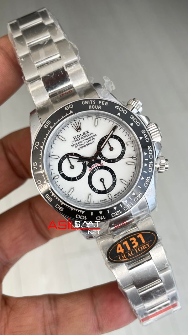 Rolex Daytona Panda 126500LN Beyaz Kadran 40mm 4131 Super Clone Swiss ETA Saat QF Factory Rolex Daytona Panda 126500LN Beyaz Kadran 40mm 4131 Super Clone Swiss ETA Saat QF Factory